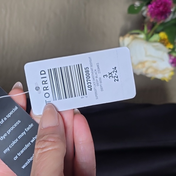 Torrid Super Soft Lace Sweetheart Bodysuit Deep Black 3x New - Picture 9 of 11